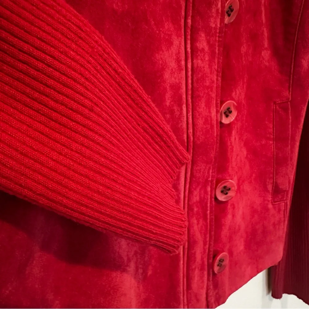 Tehama Nancy Haley Suede Ribbed Knit‎ Sleeves Jacket Women's Medium Fuchsia - Picture 5 of 9